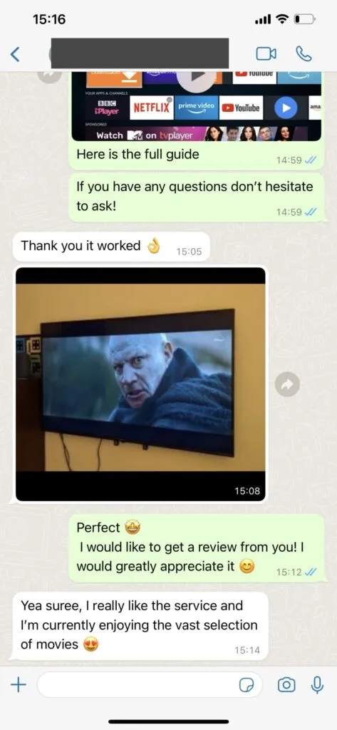 MojoOTT WhatsApp Kundenchat Screenshot 1