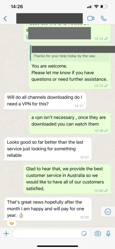 MojoOTT WhatsApp Kundenchat Screenshot 3